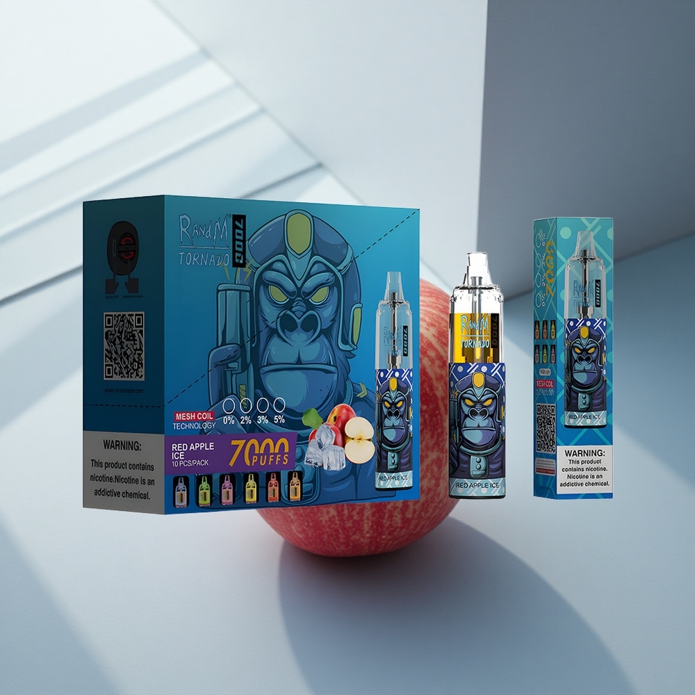 RandM Fumot Tornado 7000 Puffs Червена Ябълка Лед 14ML Мрежов Намотка