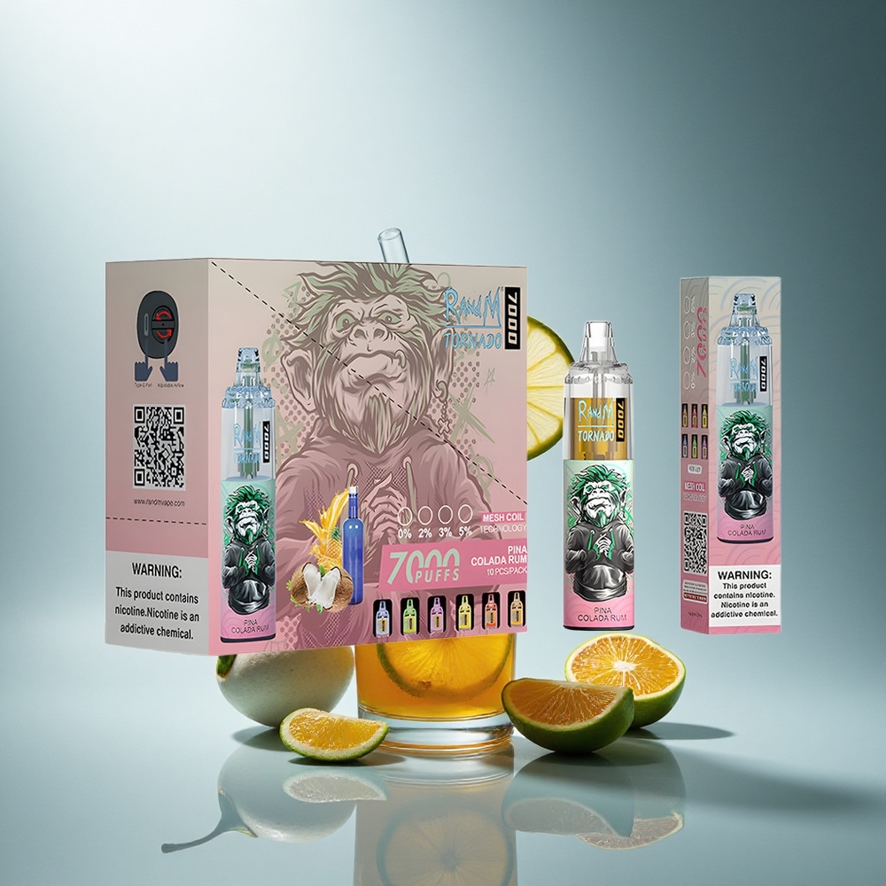 RandM Fumot Tornado 7000 Puffs Ром Пиня Колада Мрежово Намотка 14 ML Въздушно Регулируем