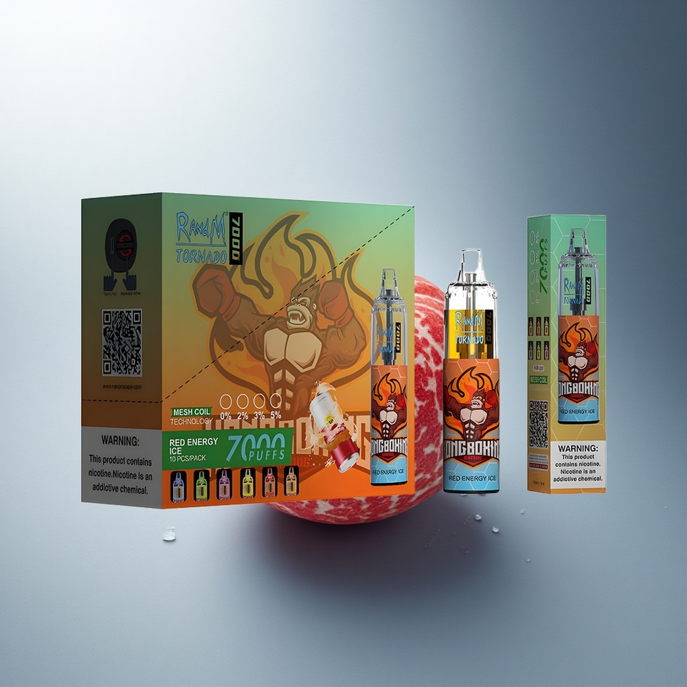 RandM Fumot Tornado 7000 Puffs Червена Енергия Лед RGB Мрежова Намотка Въздушно Регулируем