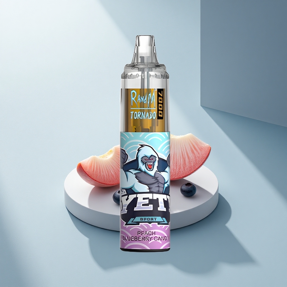 RandM Fumot Tornado 7000 Puffs Праскова Боровинка Бонбон с RGB Светлина и Мрежеста Намотка