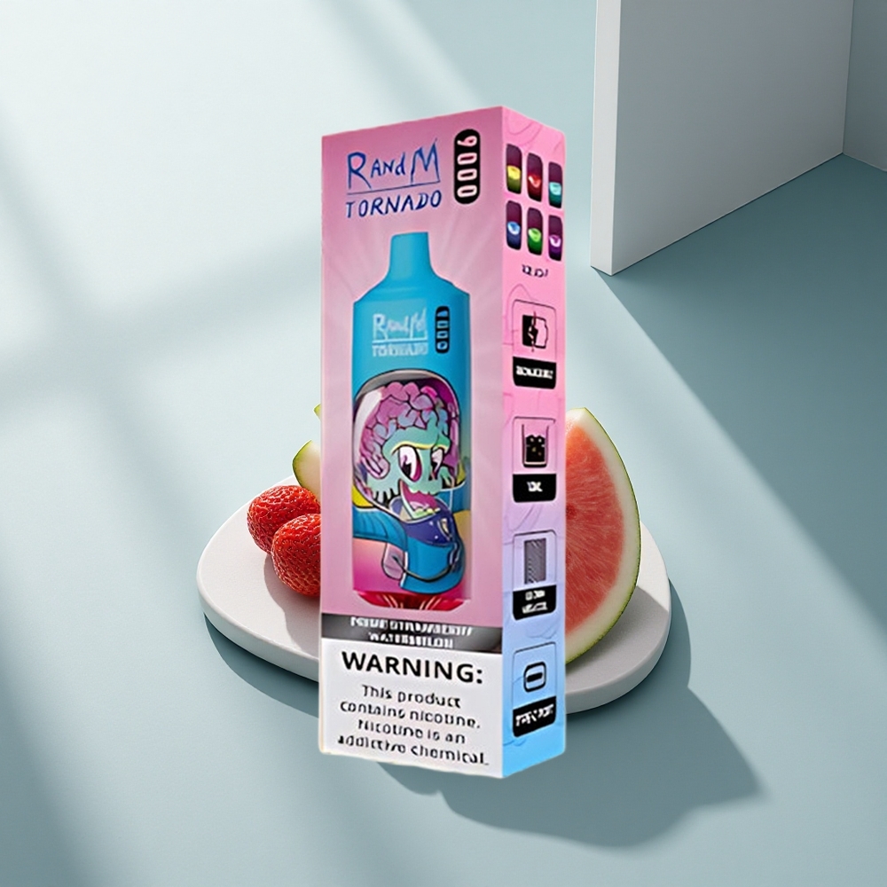 RandM Fumot Tornado 9000 Puffs Първична Ягода-Диня 18 мл Мрежеста Намотка RGB Дисплей