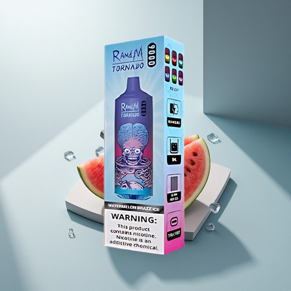 RandM Fumot Tornado 9000 Puffs Лютива Диня Лед 18 мл Мрежов RGB