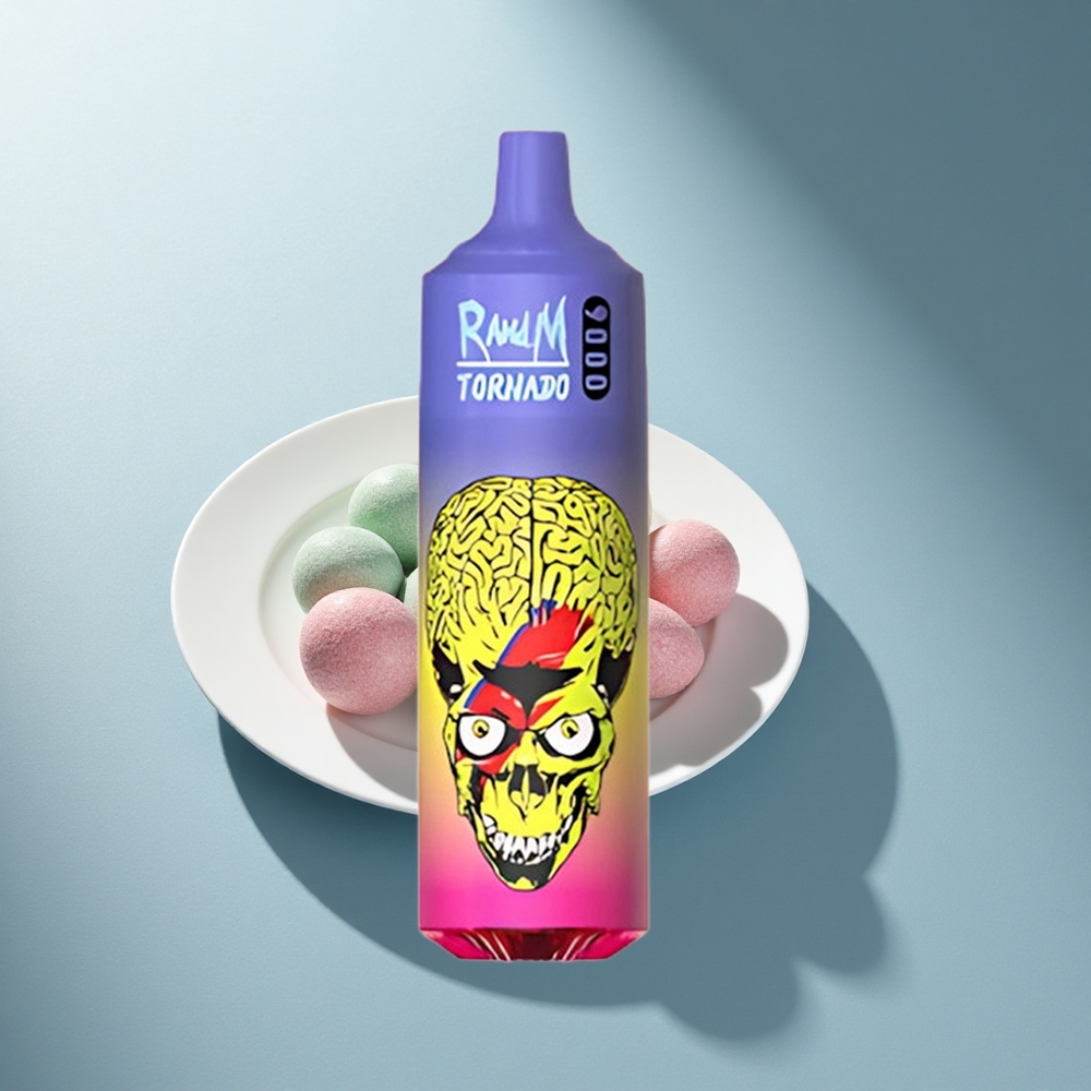 RandM Fumot Tornado 9000 Puffs Скитълс Мрежеста Батърка 850 мАч 18 мл RGB Дисплей 54 Вкуса