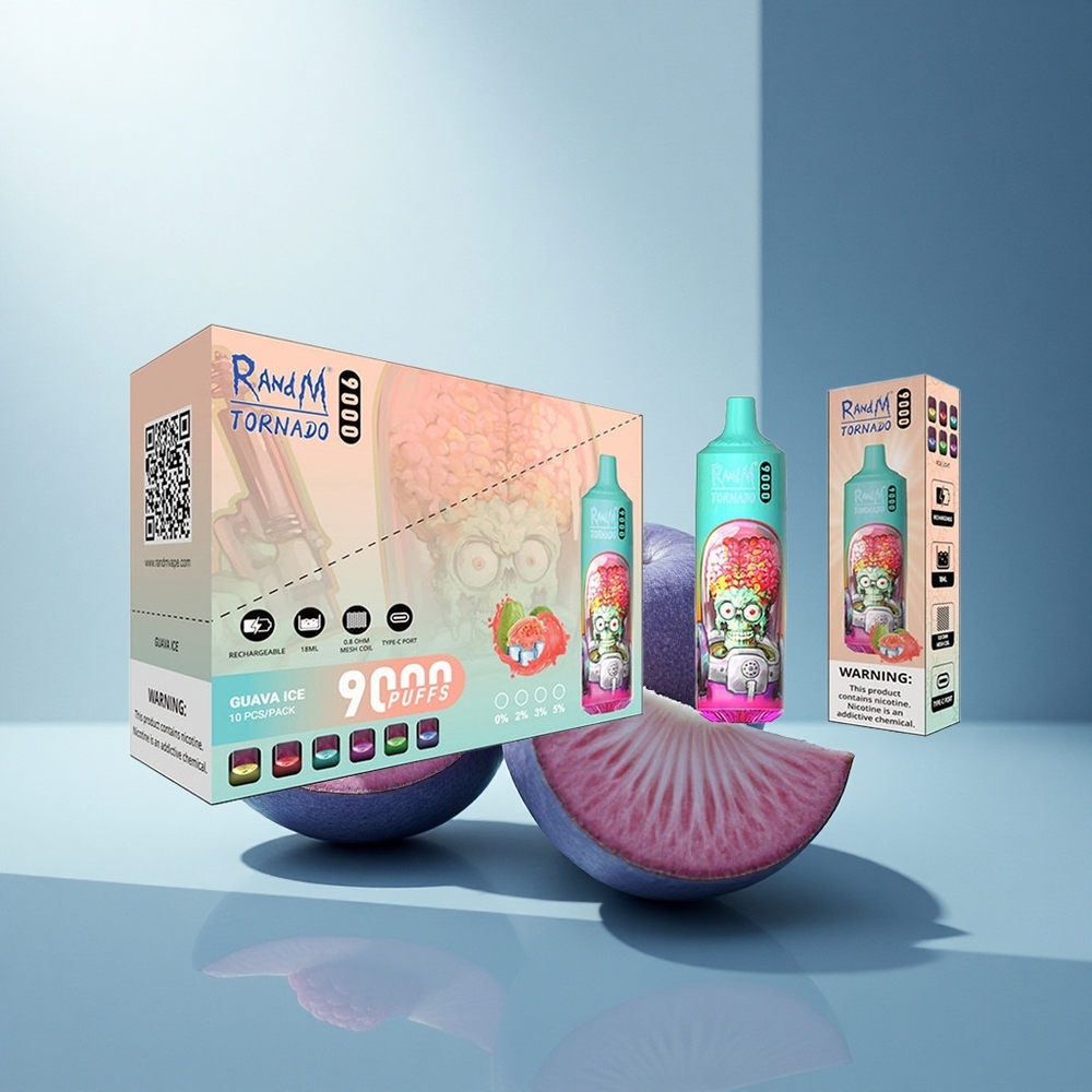 RandM Fumot Tornado 9000 Puffs Синьо Кисела Малина 850 mAh Мрежов Намотка 18 mL RGB Дисплей