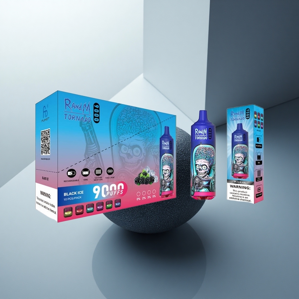 RandM Fumot Tornado 9000 Puffs Черен Лед 850 mAh Мрежов Намотка