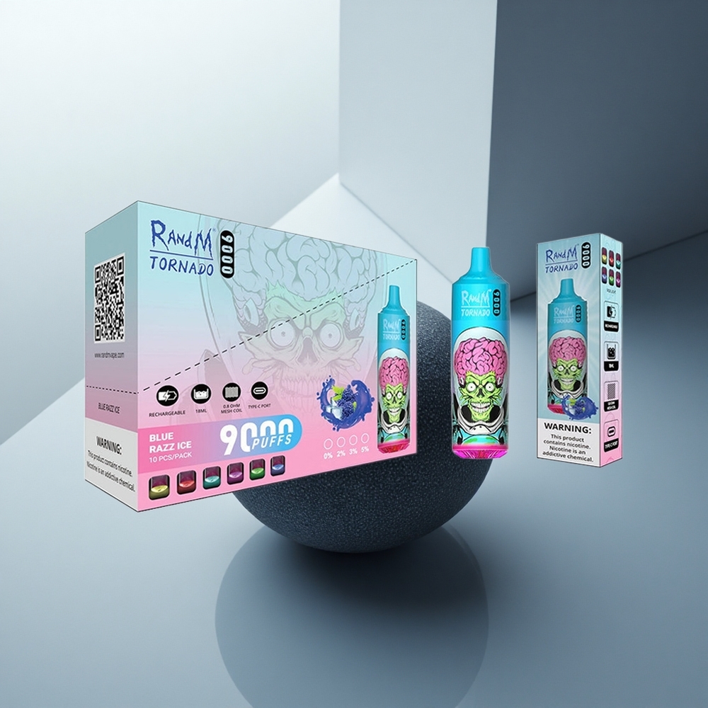 RandM Fumot Tornado 9000 Puffs Черен Дракон Лед 9000 Пуфове 18 mL Мрежов Коил