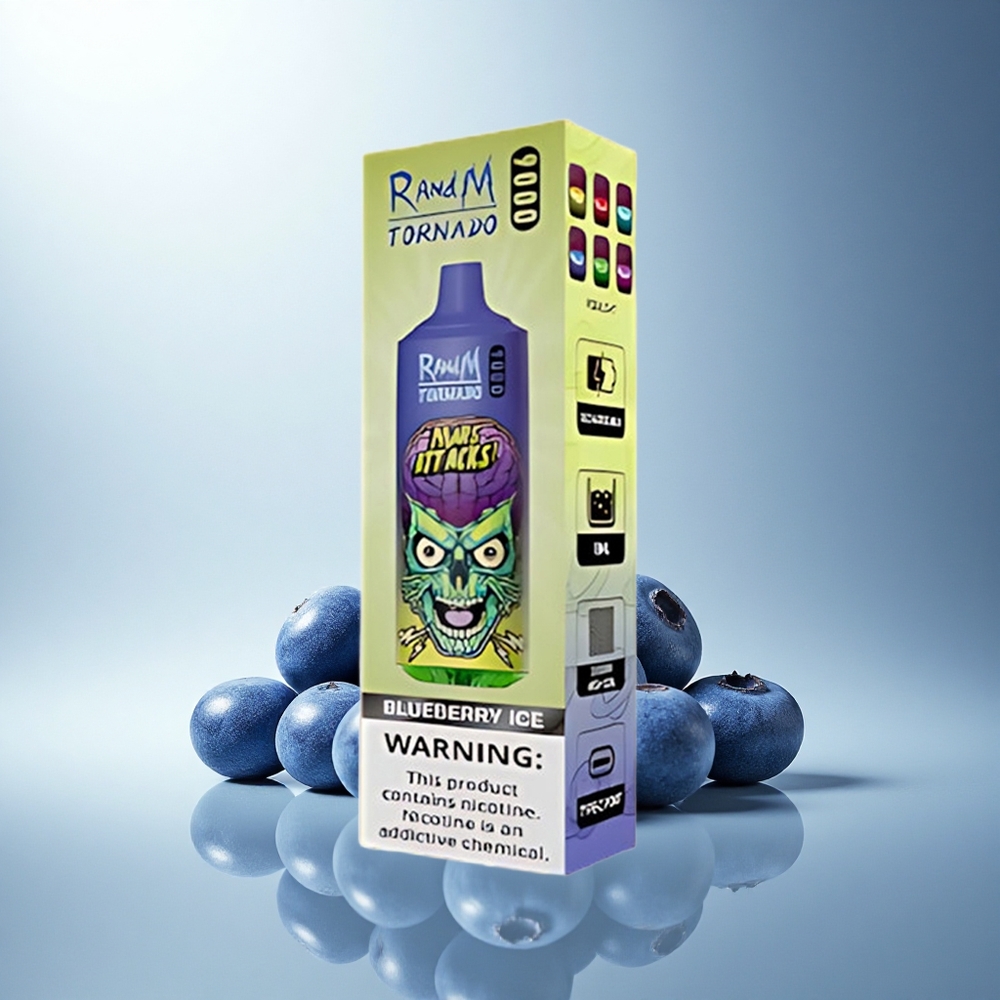 RandM Fumot Tornado 9000 Puffs Боровинков Лед с Мехова Намотка и RGB Дисплей