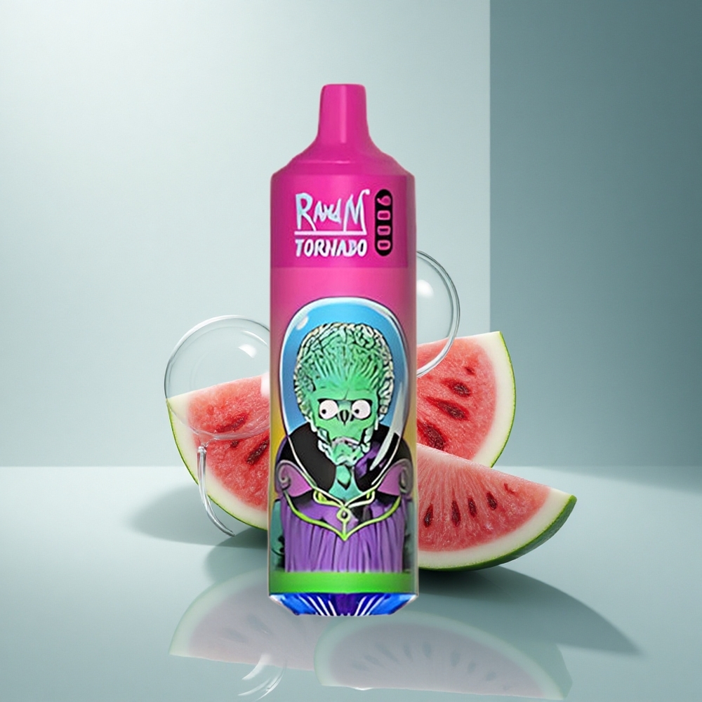 RandM Fumot Tornado 9000 Puffs Диня Бабъл Гъм с Мрежеста Намотка и RGB Дисплей