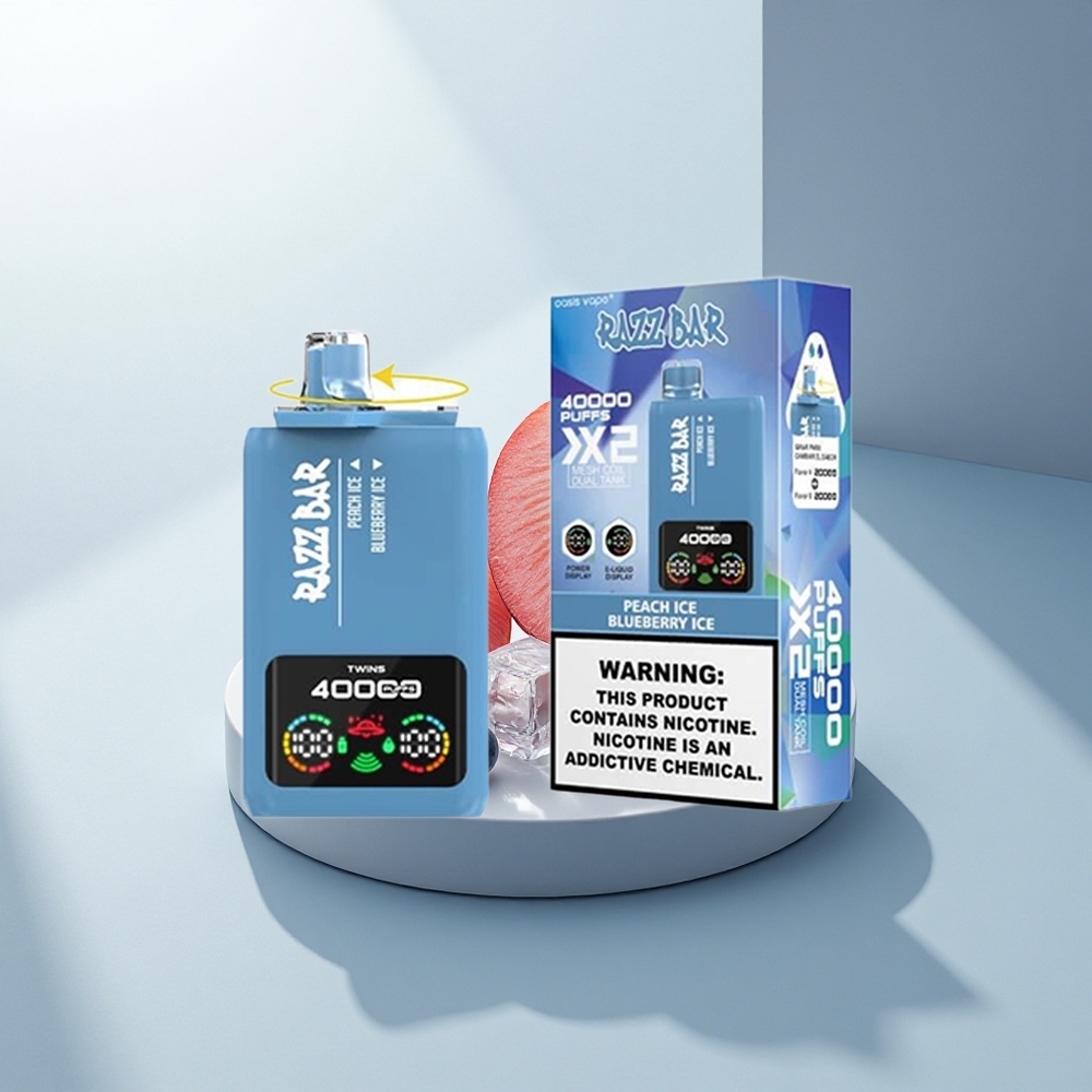 Razz Bar 40000 Puffs Праскова Лед - Боровинков Лед с 2 Mesh Coil и Type-C
