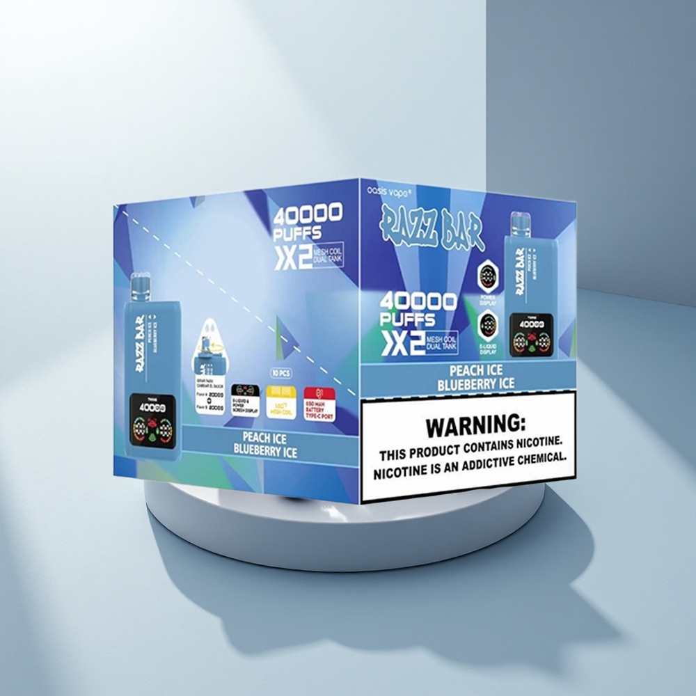 Razz Bar 40000 Puffs Праскова Лед - Боровинков Лед с 2 Mesh Coil и Type-C