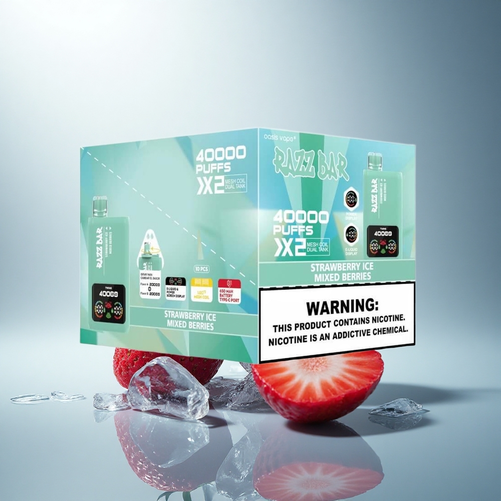 Razz Bar 40000 Puffs Ягодов Сладолед - Смесени Горски Плодове с 5% Никотин и Dual Mesh Coil