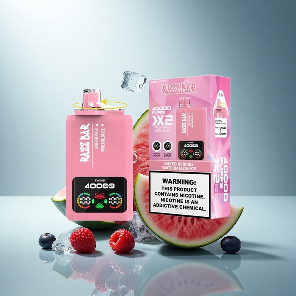 Razz Bar 40000 Puffs Смесени Ягоди - Диня Лед с Двойна Мрежова Намотка и Тип-C Зарядно