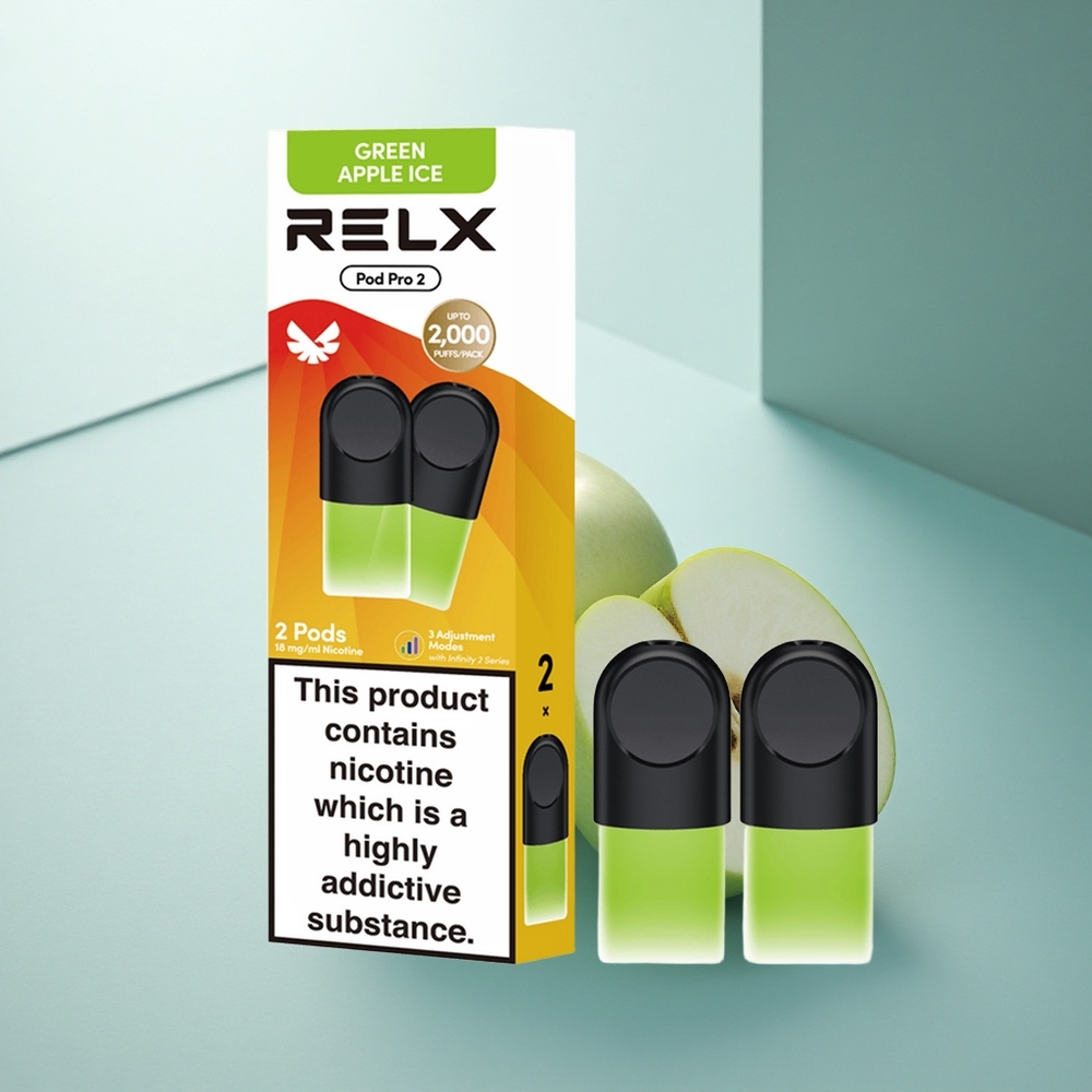 Relx Pod Pro 2 Vape Device Зелена Ябълка Лед 18mg/ml 1.9ml 3 Режима