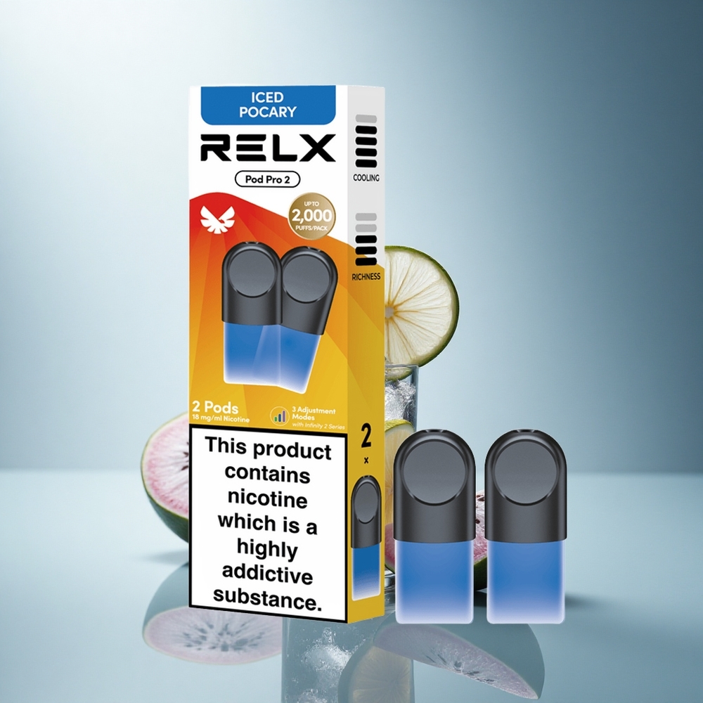 Relx Pod Pro 2 Vape Device Напитка-Леден Покари 18mg/ml 1.9ml 3 режима Еко Гладко Буст