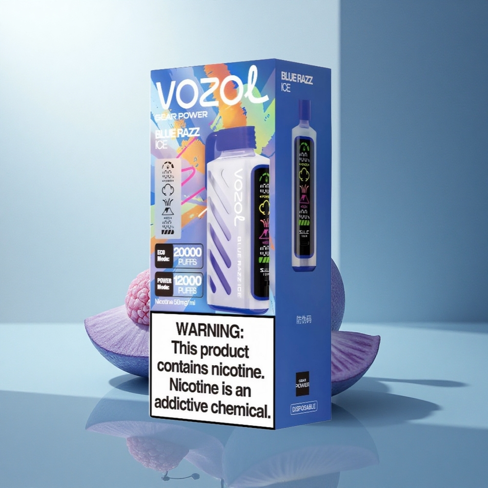 VOZOL Gear Power 20000 Puffs Синьо Малинов Лед с 20mL и Dual Mesh Coil