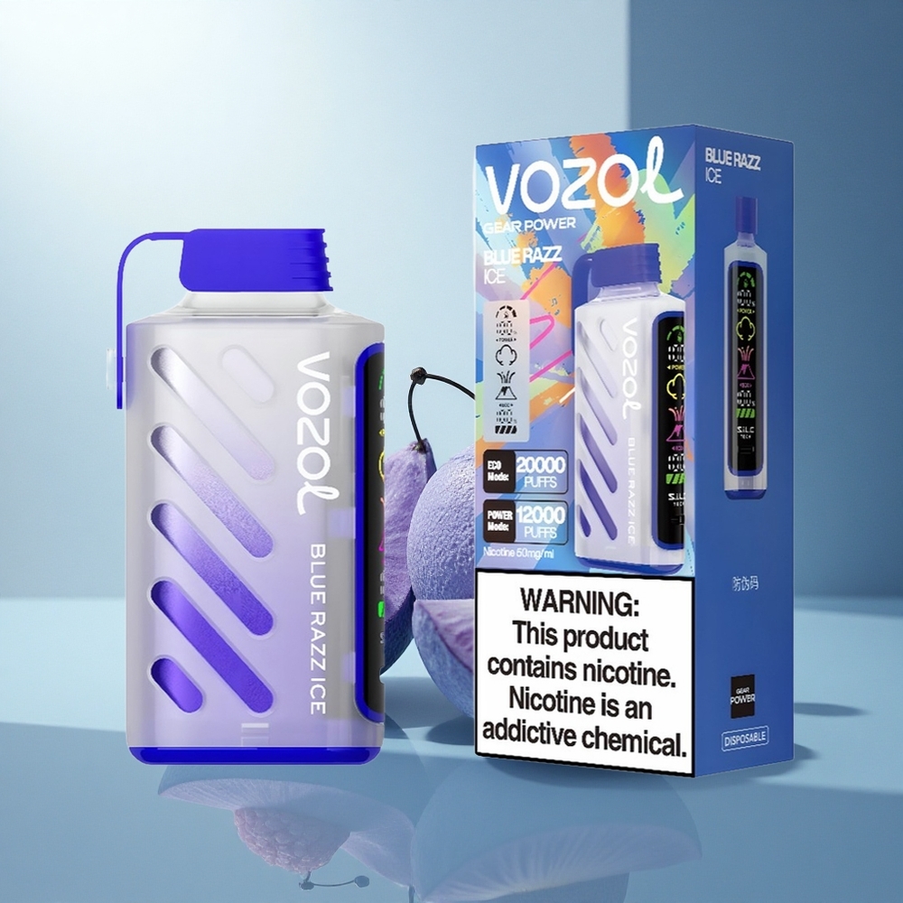 VOZOL Gear Power 20000 Puffs Синьо Малинов Лед с 20mL и Dual Mesh Coil