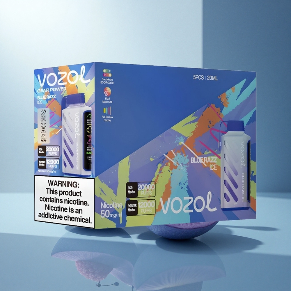 VOZOL Gear Power 20000 Puffs Синьо Малинов Лед с 20mL и Dual Mesh Coil