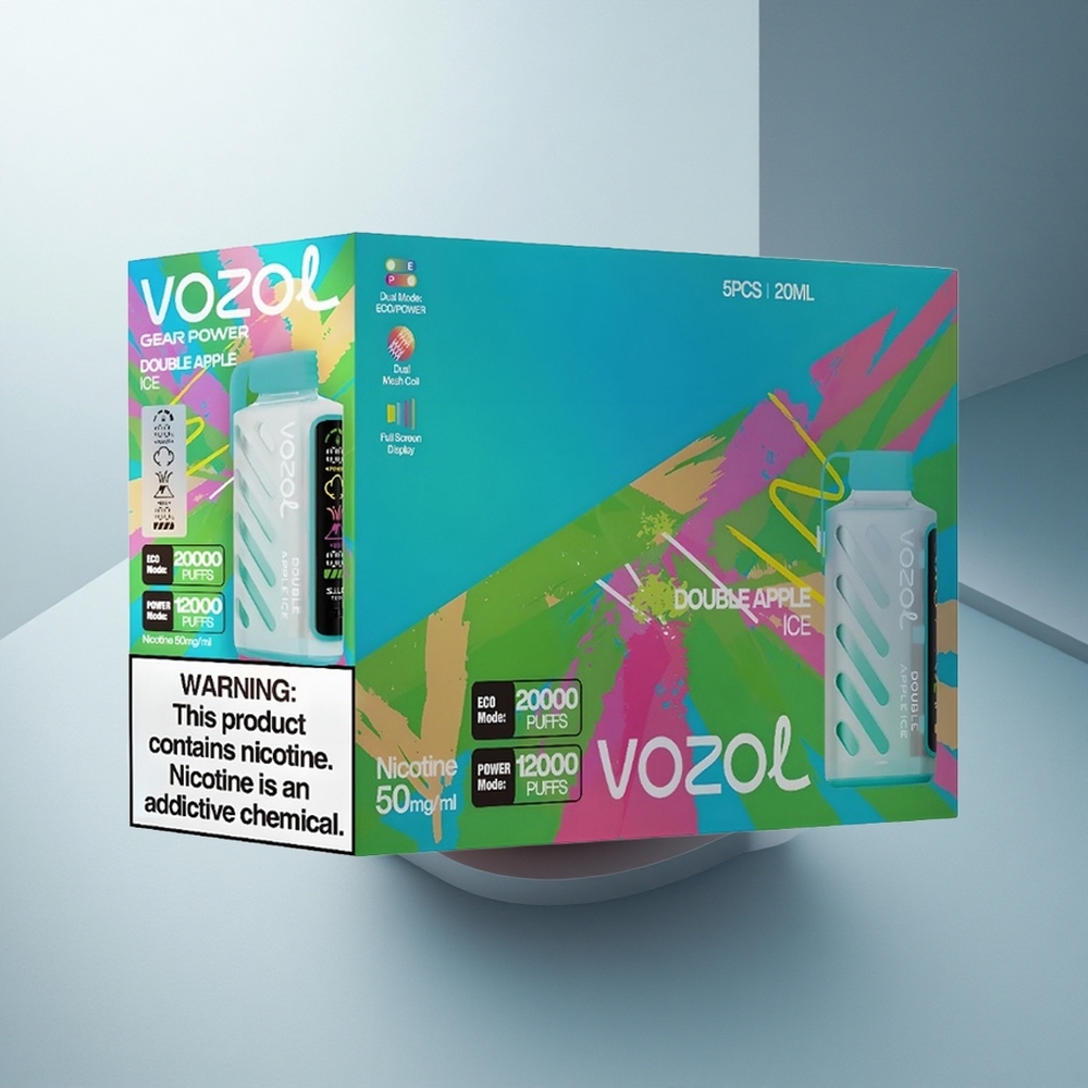 VOZOL Gear Power 20000 Puffs Двойна Ябълка Лед с Dual Mesh Coil и 20mL