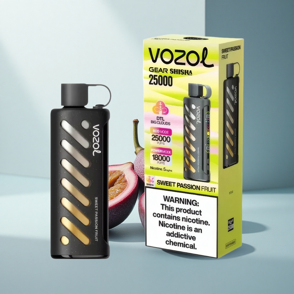 VOZOL Gear Shisha 25000 Puffs Сладка Пъстра Фруктова Страст със 1000mAh Батерия и Dual Mesh Dual Modes