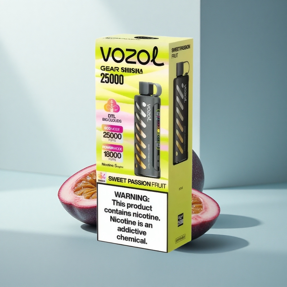 VOZOL Gear Shisha 25000 Puffs Сладка Пъстра Фруктова Страст със 1000mAh Батерия и Dual Mesh Dual Modes