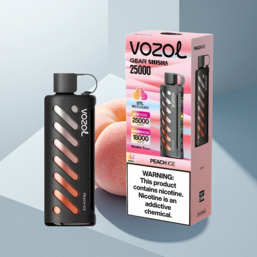 VOZOL Gear Shisha 25000 Puffs Праскова Ледено с Dual Mesh и 5mg/ml