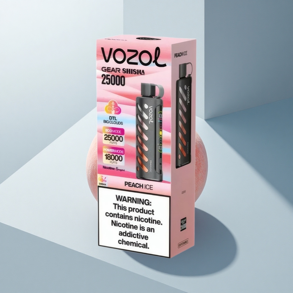 VOZOL Gear Shisha 25000 Puffs Праскова Ледено с Dual Mesh и 5mg/ml