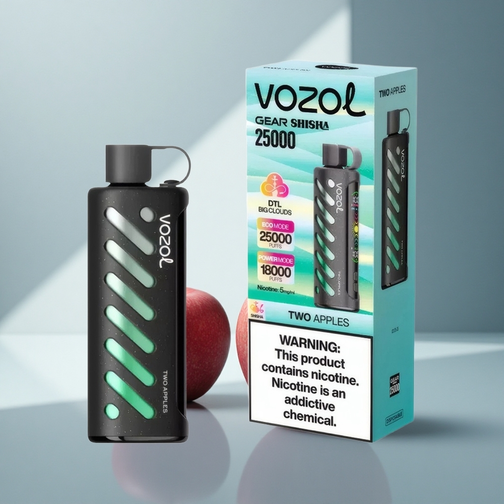 VOZOL Gear Shisha 25000 Puffs Две Ябълки Dual Mesh Tech 1000mAh