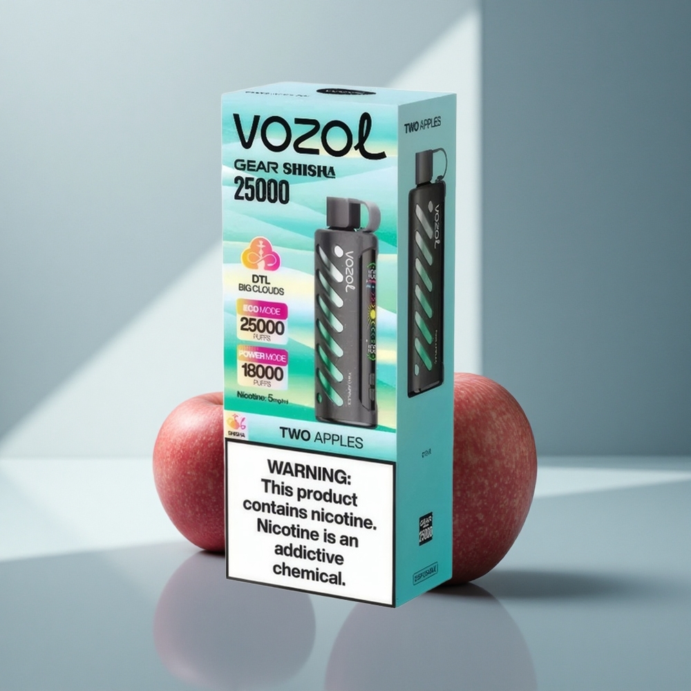 VOZOL Gear Shisha 25000 Puffs Две Ябълки Dual Mesh Tech 1000mAh